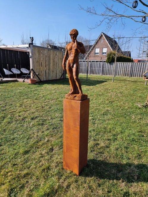 Statue, David with Pedestal - 181 cm - Acier Corten, Antiek en Kunst, Curiosa en Brocante