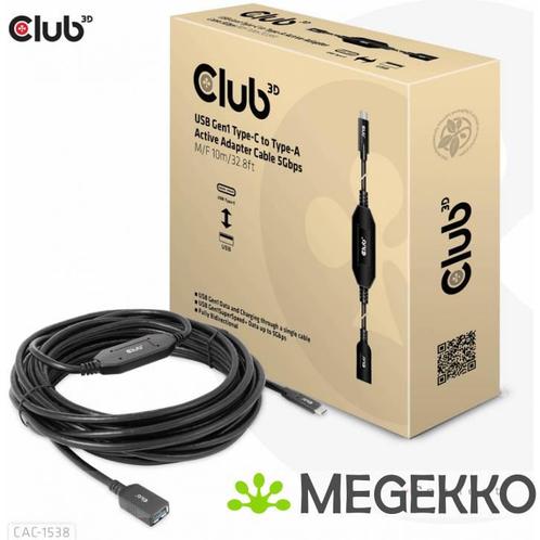 CLUB3D USB Gen1 Type-C to Type-A Active Adapter Cable 5Gbps, Computers en Software, Overige Computers en Software, Nieuw, Verzenden