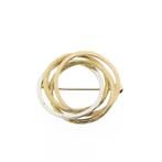 Tricolor gouden fantasiebroche, Handtassen en Accessoires, Broches, Ophalen of Verzenden, Gebruikt, Overige kleuren, Goud