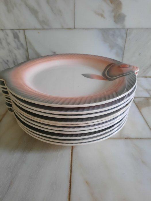 Digoin et Sarreguemines - Serveerset voor vis (10) -, Antiquités & Art, Antiquités | Meubles | Tables