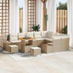 vidaXL Tuinbank Set met kussen met opslag 12 pcs Beige Poly, Tuin en Terras, Tuinsets en Loungesets, Verzenden, Nieuw