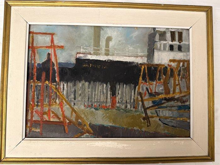 Guy Bardone (1927-2015) - Cargo amarré, Antiek en Kunst, Kunst | Schilderijen | Klassiek