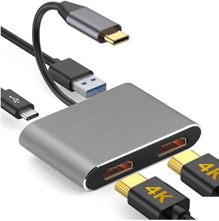DrPhone PD10 - USB-C naar HDMI Adapter (2x HDMI), Informatique & Logiciels, Pc & Câble réseau, Envoi