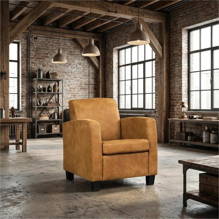 Leren fauteuil Joy, Huis en Inrichting, Fauteuils, 50 tot 75 cm, 75 tot 100 cm, Nieuw, Leer, Ophalen of Verzenden