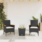 vidaXL 3-delige Bistroset met kussens poly rattan en glas, Verzenden