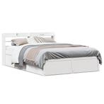 vidaXL Bedframe met hoofdbord massief grenenhout wit 120x190, Huis en Inrichting, Verzenden, Nieuw