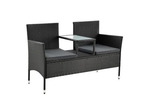 Veiling - Tuinbank Monaco - Polyrotan zwart/grijs, Tuin en Terras, Tuinbanken, Nieuw