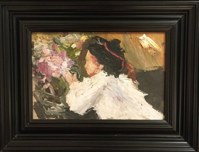 Joan Vives Maristany (1901-1932) - La dama del jardín, Antiek en Kunst, Kunst | Schilderijen | Klassiek