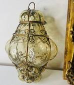 Oude Venetiaanse lantaarnbol in amberkleurig glas, geblazen, Antiek en Kunst