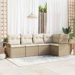 vidaXL Tuinbank Set met kussen met opslag 5 pcs Beige Poly, Verzenden, Nieuw