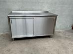 Rvs werktafel met schuifdeuren, Ophalen of Verzenden, Gebruikt, Inox Meubilair