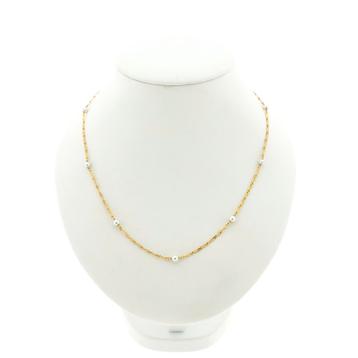 18 krt. Vintage gouden parel ketting | 40 cm (witgoud) beschikbaar voor biedingen