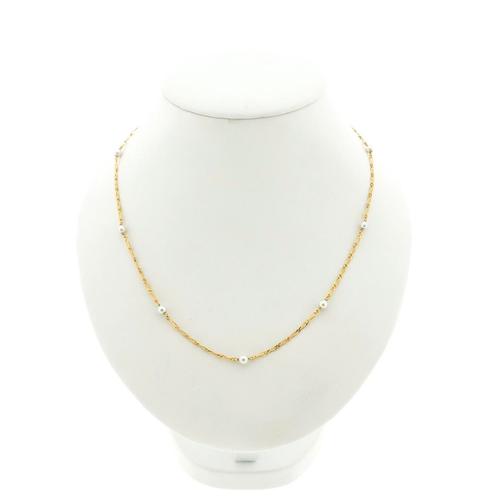 18 krt. Vintage gouden parel ketting | 40 cm (witgoud), Handtassen en Accessoires, Kettingen, Overige kleuren, Gebruikt, Met edelsteen