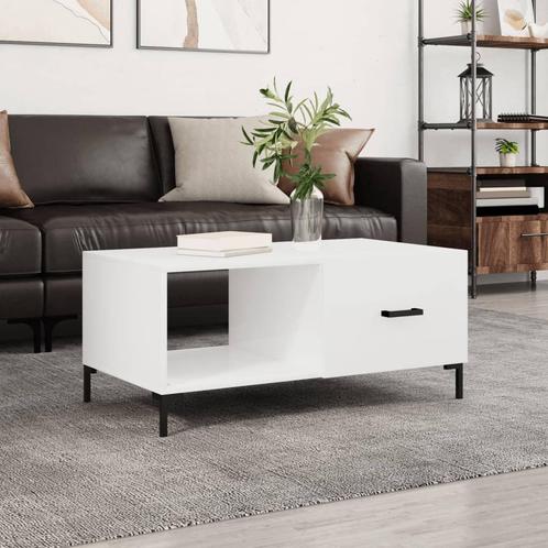 vidaXL Salontafel 90x50x40 cm bewerkt hout hoogglans wit, Huis en Inrichting, Tafels | Salontafels, Nieuw, Verzenden