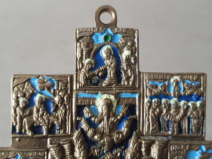 Kruis - Brons, Messing, Emaille - 19e eeuw - Prawosawie, Antiek en Kunst, Antiek | Boeken en Manuscripten