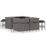 vidaXL 16-delige Tuinbarset met kussens poly rattan grijs, Tuin en Terras, Verzenden, Nieuw