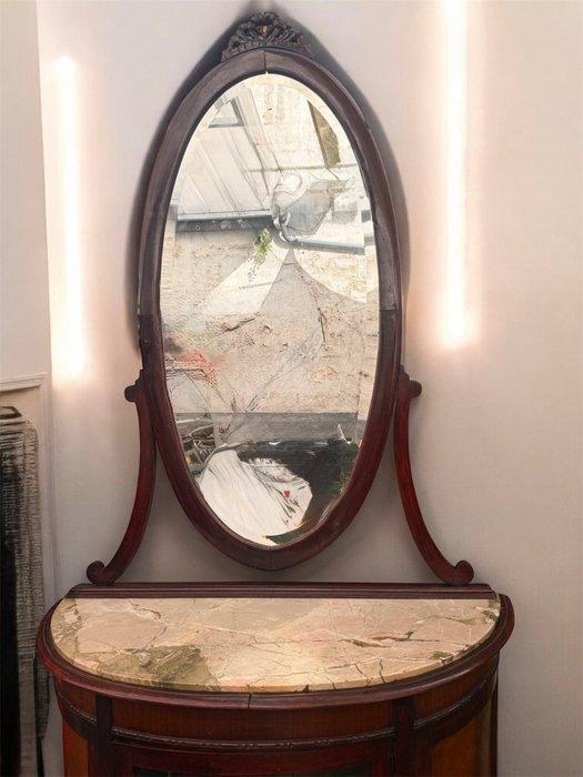 Kaptafel - Hout - Vitrine met halve maan, Antiek en Kunst, Curiosa en Brocante