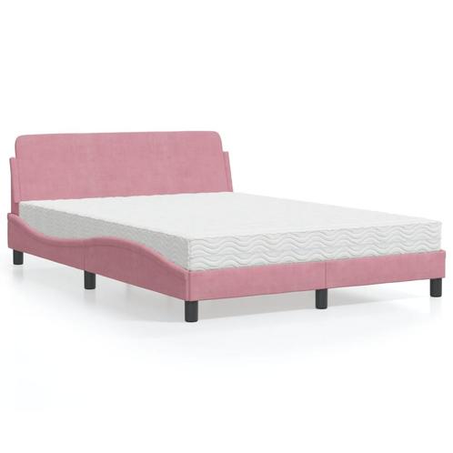 vidaXL Bed met matras fluweel roze 140x190 cm, Maison & Meubles, Chambre à coucher | Lits, Envoi