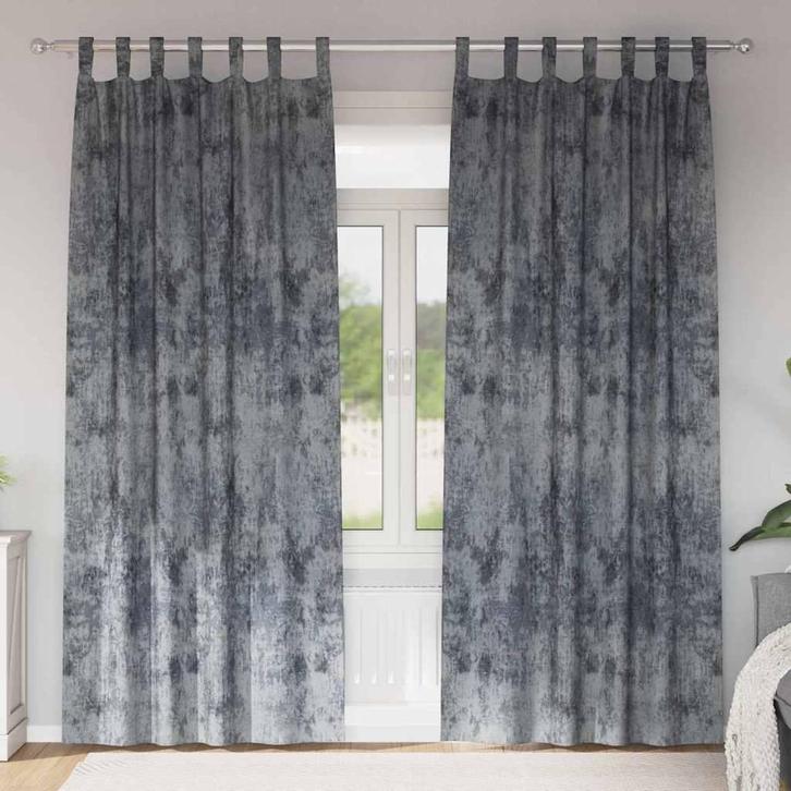 vidaXL Velvet Gordijnen 2 pcs Zilvergrijs 225 x 140 cm, Maison & Meubles, Ameublement | Rideaux & Stores à lamelles, Envoi