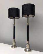 Tafellamp - Staal, Vernikkeld Messing - Twee schemerlampen