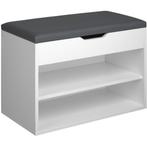 tectake Schoenenkast Jasmina met zitkussen 60x30x43,5cm - wi, Verzenden, Nieuw