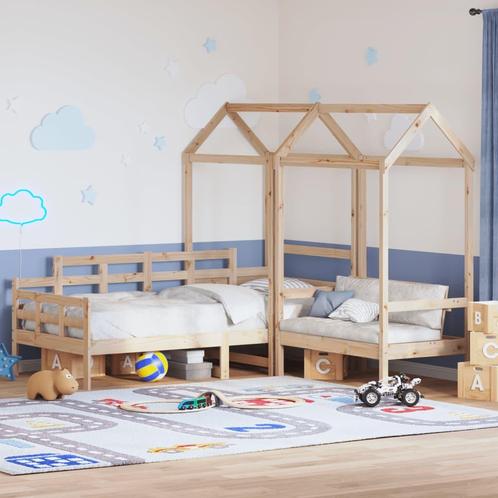 vidaXL Kinderbed met huisje en bankje massief grenenhout, Maison & Meubles, Chambre à coucher | Lits, Envoi