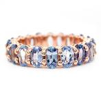 Ring - 14 karaat Roségoud - 6.03ct. tw. Saffier - IGI, Nieuw