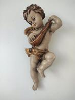Snijwerk, Holzfigur - farbiger Engel mit Mandoline -, Antiek en Kunst, Antiek | Boeken en Manuscripten