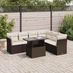 vidaXL Salon de jardin avec coussins 7 pcs marron, Verzenden, Neuf, Salons de jardin