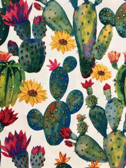 Prachtige tafelkleed voor grote tafels. Cactus en bloemen -, Antiek en Kunst, Antiek | Tapijten, Tafelkleden en Textiel