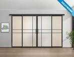 Dubbele stalen Schuifdeuren met koofsysteem en glaspanelen 6, Doe-het-zelf en Bouw, Nieuw, Metaal, Inclusief glas