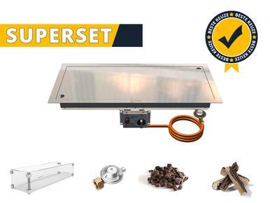 Gofire SUPERSET inbouwbrander rechthoek 79 x 36 | Flexibel, Tuin en Terras, Vuurtafels, Nieuw, Verzenden