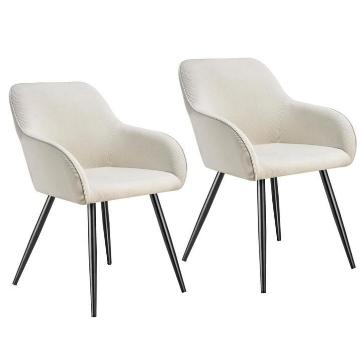 tectake Eetkamerstoel Marilyn, koordlook, gestoffeerd - crèm, Huis en Inrichting, Stoelen, Verzenden