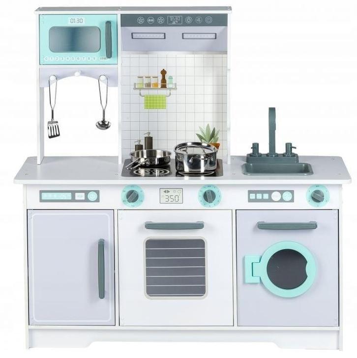 Kinderkeuken XL 96x37x97 cm - grijs met witte speelkeuken, Kinderen en Baby's, Speelgoed | Speelkeukens, Nieuw, Ophalen of Verzenden