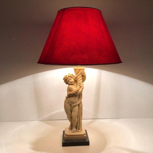After A. Santini - Lampe de table - Putti , klassieke figuur, Antiquités & Art, Curiosités & Brocante