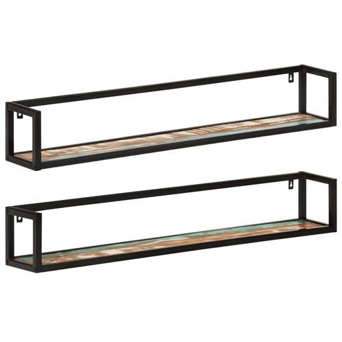 vidaXL Wandschappen 2 st 110x17x17 cm massief gerecycled, Huis en Inrichting, Kasten | Wandmeubels, Nieuw, Verzenden