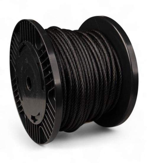 Staalkabel 6 mm 50 meter op katrol Zwart, Tuin en Terras, Overige Tuin en Terras, Verzenden