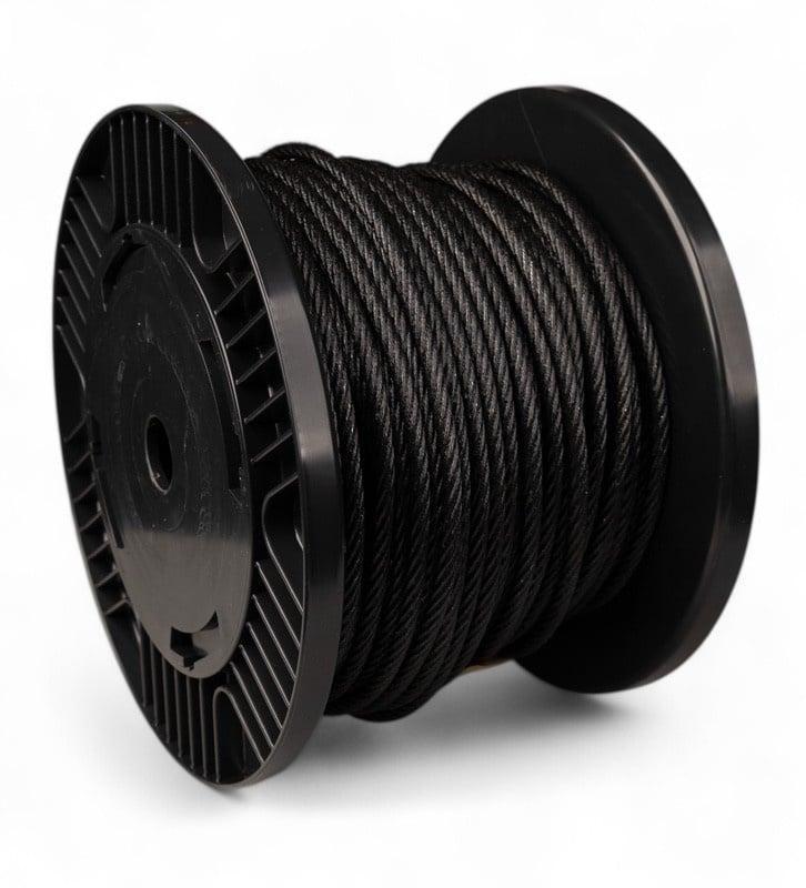 Staalkabel 6 mm 50 meter op katrol Zwart, Tuin en Terras, Overige Tuin en Terras, Verzenden