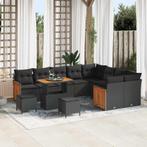 vidaXL Tuinbank Set 12 pcs Zwart 90 x 55 x 71 cm poly rattan, Tuin en Terras, Verzenden, Nieuw