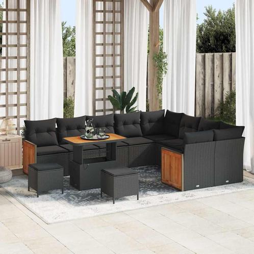 vidaXL Tuinbank Set 12 pcs Zwart 90 x 55 x 71 cm poly rattan, Tuin en Terras, Tuinsets en Loungesets, Nieuw, Verzenden
