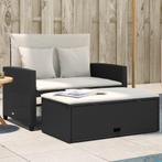 vidaXL Tuinbank 2-zits met kussens poly rattan zwart, Tuin en Terras, Verzenden, Nieuw