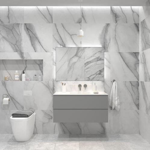 Badkamermeubelset Gliss Zeus 100 cm Beton Grijs, Doe-het-zelf en Bouw, Sanitair, Bad, Nieuw, Ophalen of Verzenden