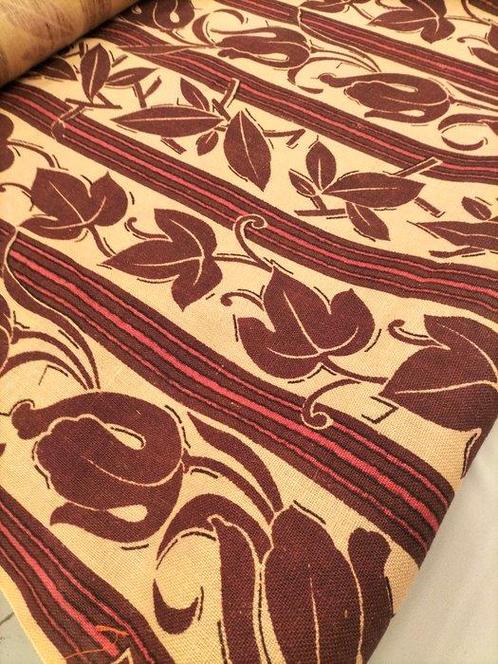 Introvabile canapa vintage dalla fantasia foliage amaranto -, Antiek en Kunst, Antiek | Tapijten, Tafelkleden en Textiel
