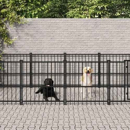 Hondenkennel voor buiten 13,14 m² staal, Animaux & Accessoires, Maisons pour chiens, Envoi