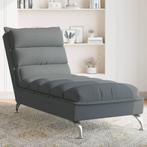vidaXL Chaise longue met kussens stof donkergrijs, Verzenden, Nieuw