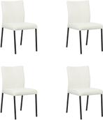 Set van 4 Gebroken witte leren moderne eetkamerstoelen -, Huis en Inrichting, Stoelen, Nieuw, Vier, Modern, Leer