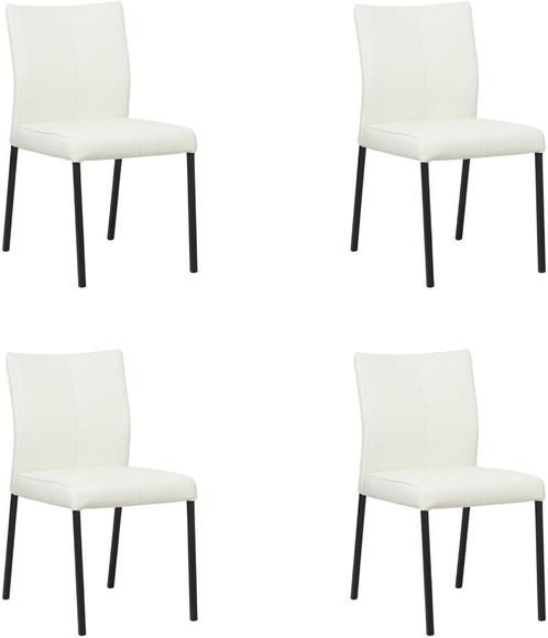 Set van 4 Gebroken witte leren moderne eetkamerstoelen -, Huis en Inrichting, Stoelen, Overige kleuren, Vier, Nieuw, Leer, Ophalen of Verzenden