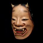 Japanese Wooden Noh Mask of Namanari   (with Mask Bag) -