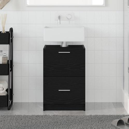 vidaXL Wastafelmeubel Zwart Eiken 40x37x59 cm Geengineerd, Huis en Inrichting, Badkamer | Badkamermeubels, Nieuw, Verzenden