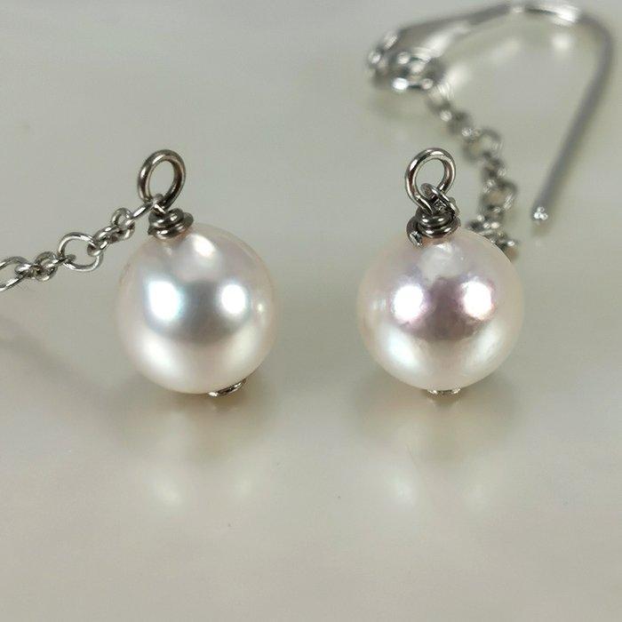 Zonder minimumprijs - Oorbellen Zilver Parel - Akoya RD Ø, Bijoux, Sacs & Beauté, Boucles d'oreilles